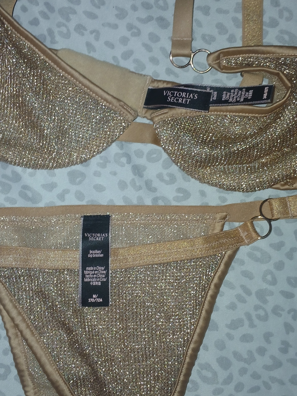 Victoria's Secret Metallic Gold Sparkle Bikini Set